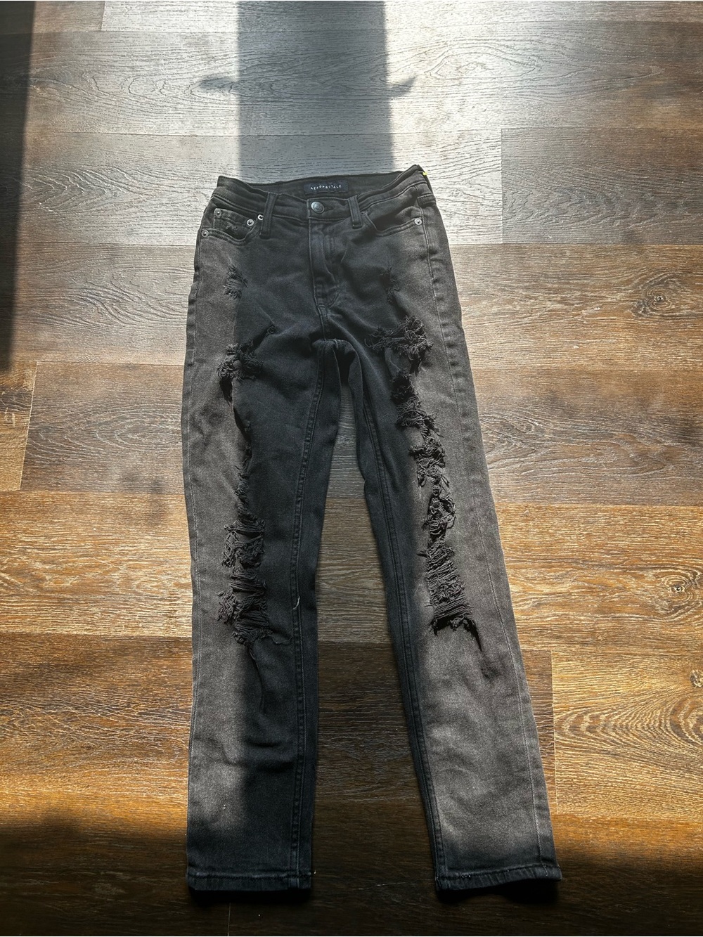Aeropostale Black Distressed Skinny Jeans